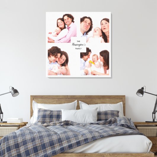 Aangepast Lijst voor fotocollage-inktpatroon met v Canvas Afdruk (Insitu (Slaapkamer))