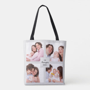 Aangepast Lijst voor fotocollage-inktpatroon met v Tote Bag