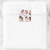 Aangepast Lijst voor fotocollage-inktpatroon met v Vierkante Sticker (Tas)