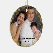 Aangepast Lijst voor foto's Gold Snowflake Keramisch Ornament (Rechts)