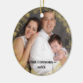 Aangepast Lijst voor foto's Gold Snowflake Keramisch Ornament (Links)