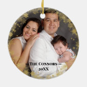 Aangepast Lijst voor foto's Gold Snowflake Keramisch Ornament (Achterkant)