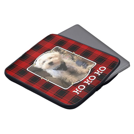 Aangepast Lijst voor kerstrood en zwarte foto Laptop Sleeve (Voorkant top)