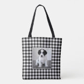 Aangepast Lijst voor zwart-wit gingham-patroonpatr Tote Bag (Achterkant)