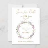 Aangepast Lila Elegant Garland Wreath Wedding Magnetische Uitnodiging (Voorkant)