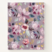 Aangepast Lila Floral Patroon Notitieboek (Achterkant)