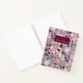 Aangepast Lila Floral Patroon Notitieboek (Binnen)
