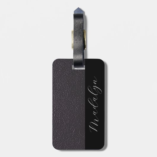 Aangepast lila Paars bladstijlscript voor kunstled Bagagelabel (Achterkant verticaal)