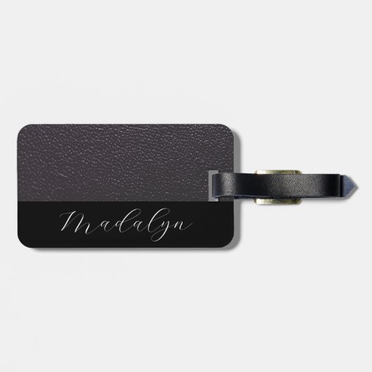 Aangepast lila Paars bladstijlscript voor kunstled Bagagelabel (Achterkant horizontaal)