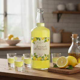 Aangepast Limoncello-etiket met waterverf citroene Wijn Etiket