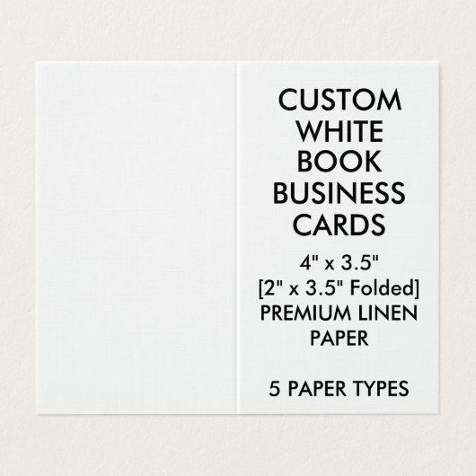 Aangepast LINEN Book Maps Visitekaartjes 2 x 3,5 i (Buitenkant ongevouwen)