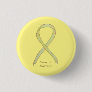 Aangepast lint voor Sarcoma Yellow Awareness Ribbo Ronde Button 3,2 Cm