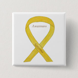 Aangepast lint voor Sarcoma Yellow Awareness Ribbo Vierkante Button 5,1 Cm