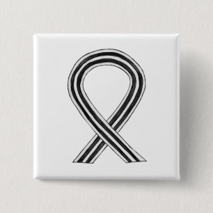 Aangepast lint voor zwart en wit bewustzijn vierkante button 5,1 cm