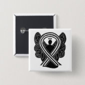 Aangepast lint voor zwart-wit engel vierkante button 5,1 cm (Voorkant /achterkant)