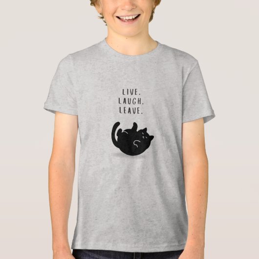 Aangepast Live Lach Verlaat Grappige Kat Jongens’ Tri-Blend Shirt (Voorkant)