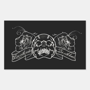 Aangepast live met gepride sterft met Rozen van de Rechthoekige Sticker