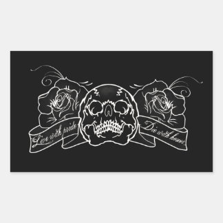 Aangepast live met gepride sterft met Rozen van de Rechthoekige Sticker