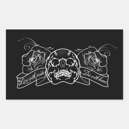 Aangepast live met gepride sterft met Rozen van de Rechthoekige Sticker (Voorkant)