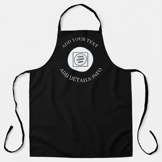 Aangepast logo-afbeelding en bewerkbare tekst Zwar Schort (Voorkant)