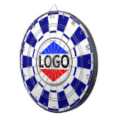 Aangepast logo-afbeelding op blauw en wit dartbord (Voorkant Rechts)