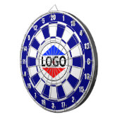 Aangepast logo-afbeelding op blauw en wit dartbord (Voorkant Rechts)