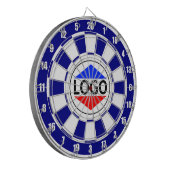 Aangepast logo-afbeelding op blauw en wit dartbord (Voorkant Links)