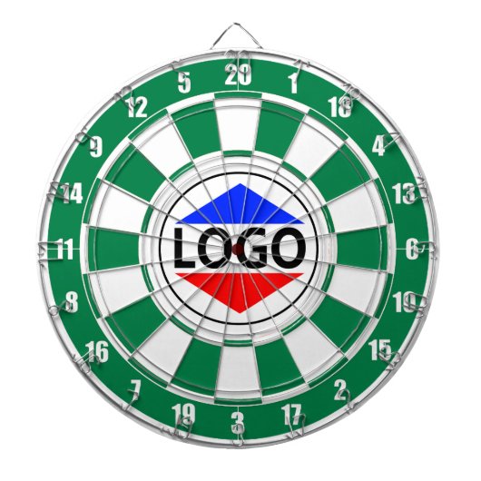 Aangepast logo-afbeelding op groen en wit dartbord (Voorkant)
