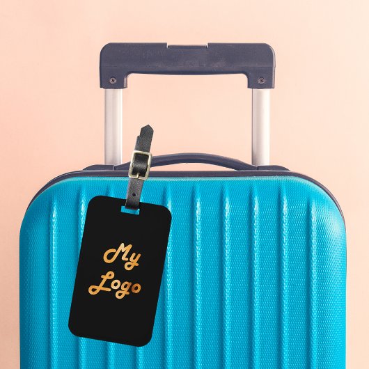 Aangepast logo afbeelding zwart goud bagagelabel