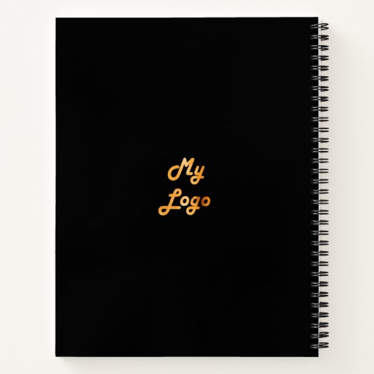 Aangepast logo afbeelding zwart goud notitieboek (Achterkant)