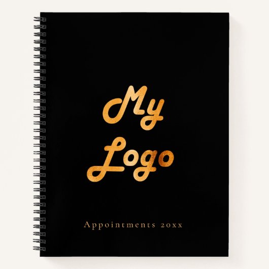 Aangepast logo afbeelding zwart goud notitieboek (Voorkant)