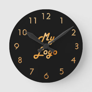 Aangepast logo afbeelding zwart goud ronde klok