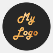 Aangepast logo afbeelding zwart goud ronde sticker (Voorkant)