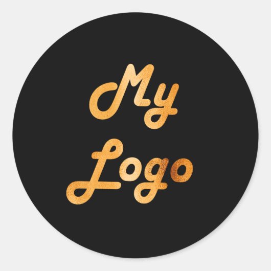 Aangepast logo afbeelding zwart goud ronde sticker (Voorkant)