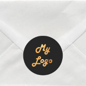 Aangepast logo afbeelding zwart goud ronde sticker