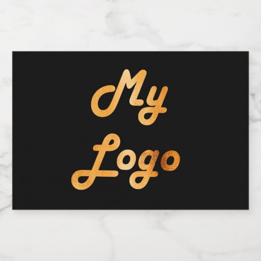 Aangepast logo afbeelding zwart goud sparkling wijnetiket (Enkel label)