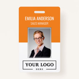Aangepast Logo Basic Employee Photo Oranje Badge