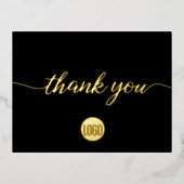 Aangepast logo Bedankt Script Klantwaardering Folie Uitnodiging Briefkaart (Voorkant)