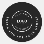 Aangepast logo Bedankt voor uw bestelling Zwart Ronde Sticker (Voorkant)