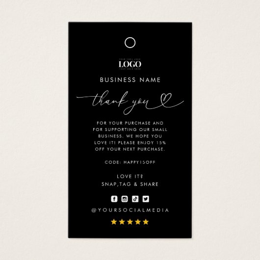 Aangepast Logo Bedankt Zakelijke Kleding Hang Tag Visitekaartje (Voorkant)