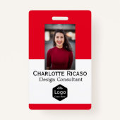 Aangepast Logo bedrijf, aangepast rood wit Badge (Voorkant)