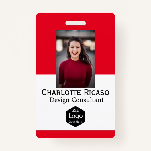 Aangepast Logo bedrijf, aangepast rood wit Badge (Voorkant)