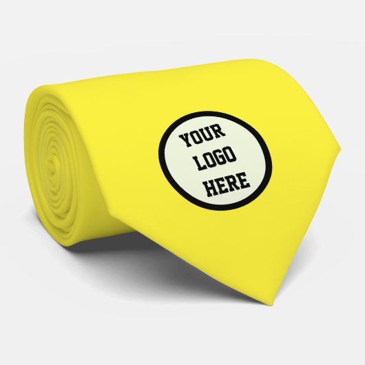 Aangepast logo bedrijf geel zakelijk bedrijf stropdas (Opgerold)