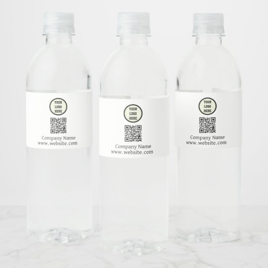 Aangepast Logo Bedrijfs Zwart Wit Zakelijk QR Code Waterfles Etiket (Flessen)