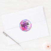 Aangepast Logo bedrijfsnaam Roze Snoep Holografen Ronde Sticker (Envelop)