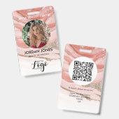 aangepast logo bedrijfspersoneel Fotoroze glitter Badge (Voor- en achterkant)