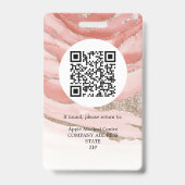 aangepast logo bedrijfspersoneel Fotoroze glitter Badge (Achterkant)