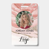 aangepast logo bedrijfspersoneel Fotoroze glitter Badge (Voorkant)