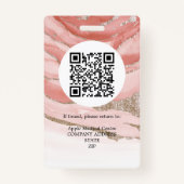 aangepast logo bedrijfspersoneel Fotoroze glitter Badge (Achterkant)