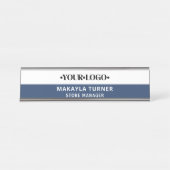 Aangepast Logo Blauw Bureau Naambordje (Voorkant)